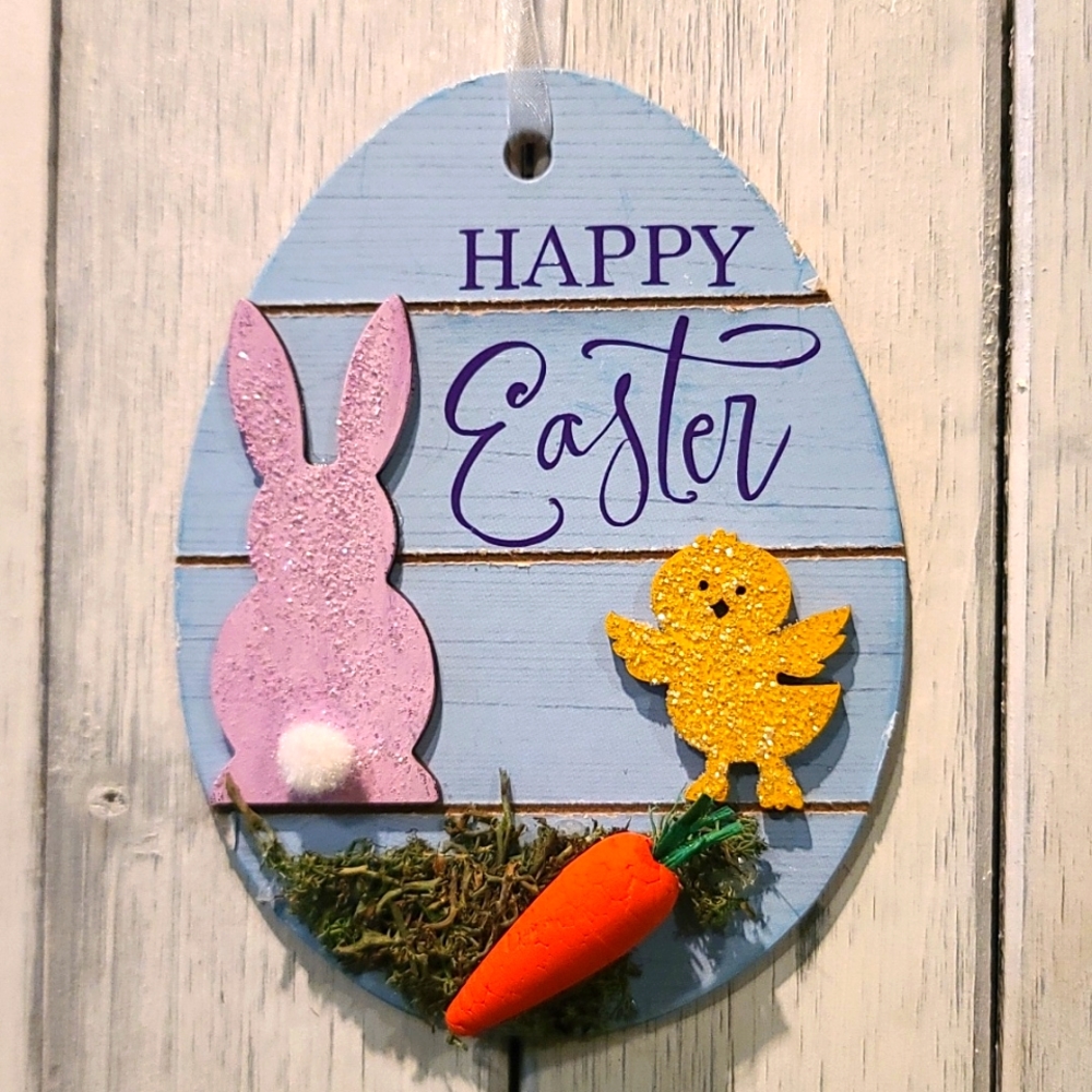 Easter Sign with Ribbon - Mailable- Great wall hanging or Easter card gift